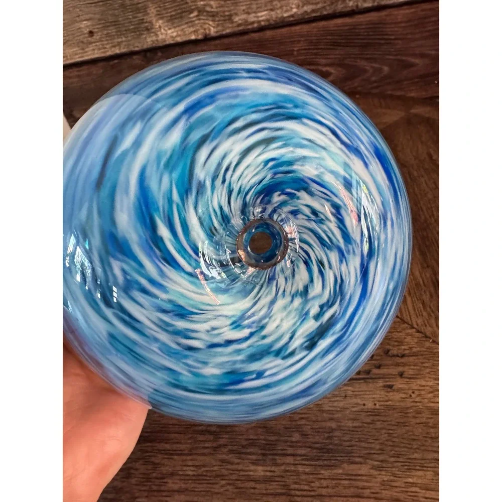 Kosta Boda Contrast Blue Swirl Glass Bowl Anna Ehrner Sweden 7.25